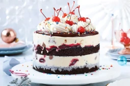 طرز تهیه کیک بستنی آلبالویی